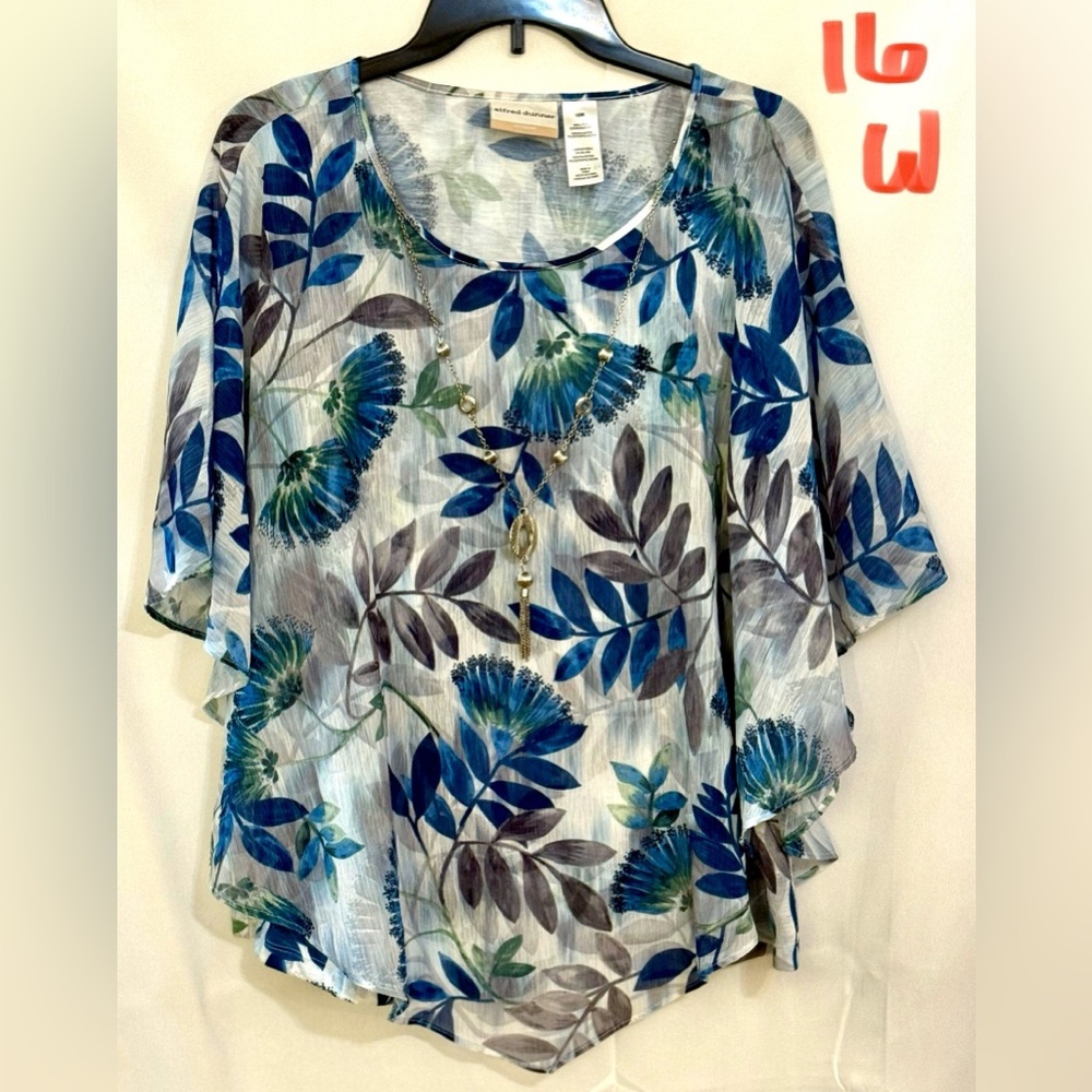 Alfred Dunner Blue and Gray Floral Top